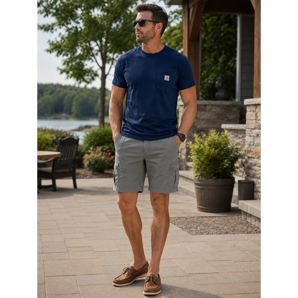 MEN'S WRANGLER STRETCH FLEX BAND GRAY 38 MENS CARGO SHORTS